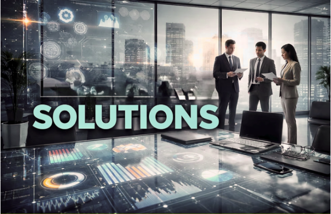 Business professionals developing HR solutions