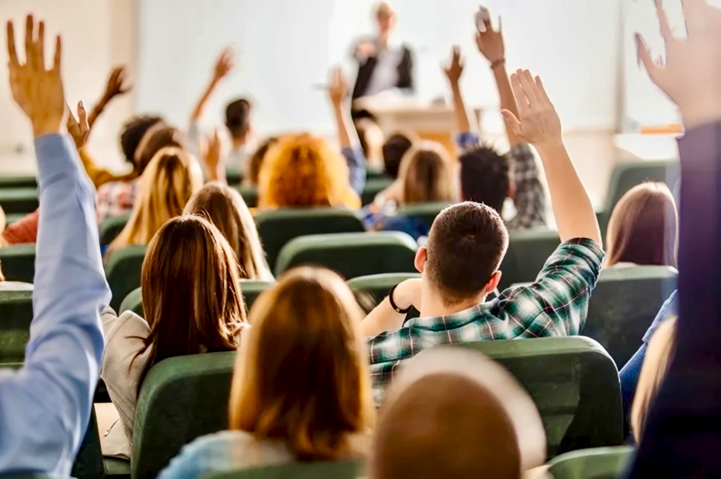 Students participating in an institutional training session